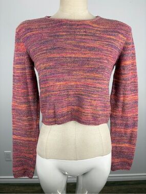 Garage NWT Pink Orange Space Dye Cropped Knit Sweater M